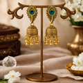 Traditional Oxidised Peacock Feather Jhumka Earrings – Elegant Heritage Design