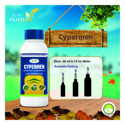 AgriVenture CYPERMEN (Profenofos 40% + Cypermethrin 4% EC) Insecticides, Control Cotton-Bollworm.