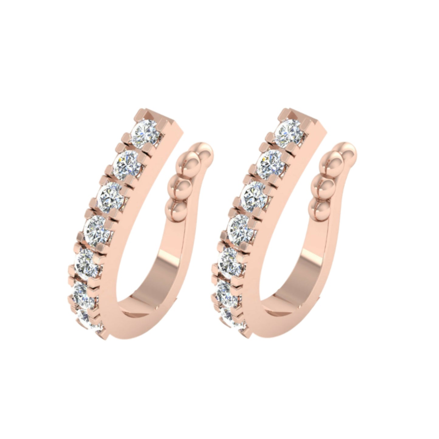 Rose Gold Plated CZ Stone Studded Adjustable Nose Ring Combo Pack of 2