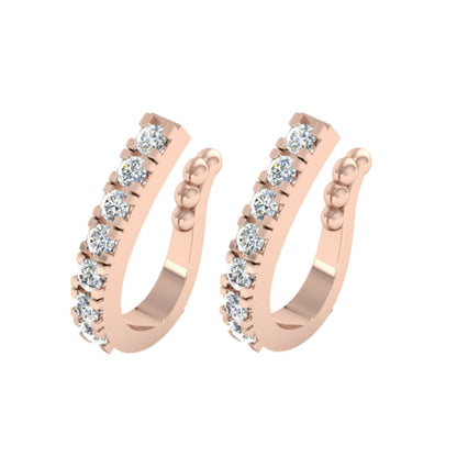 Rose Gold Plated CZ Stone Studded Adjustable Nose Ring Combo Pack of 2