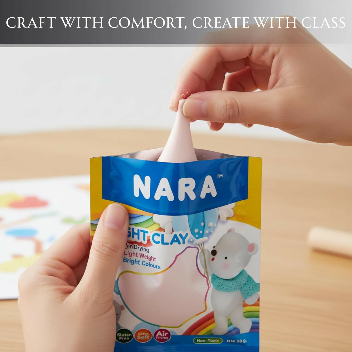NARA Air Dry Light Clay for Kids Creative Sculpting and DIY Craft Activity