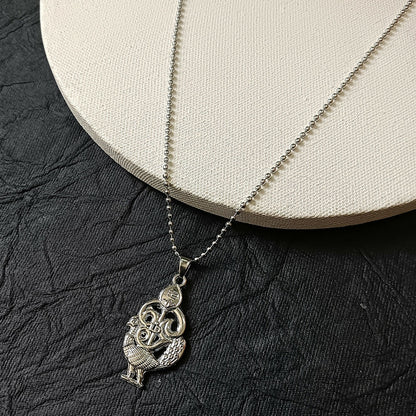 Silver-Plated Peacock Design Pendant Chain for Men Stylish Ethnic Necklace