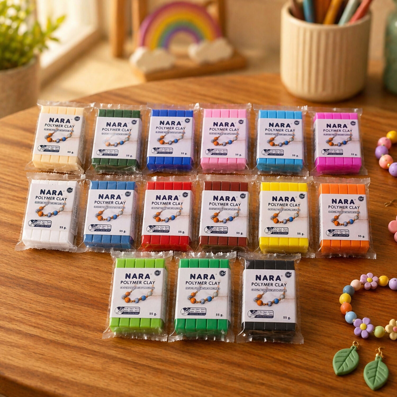 Various shades of polymer clay in set for creative crafting