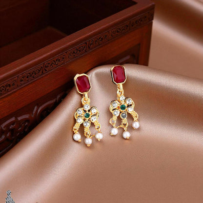 Delicate Gold-Toned Pearl & American Diamond Choker Set