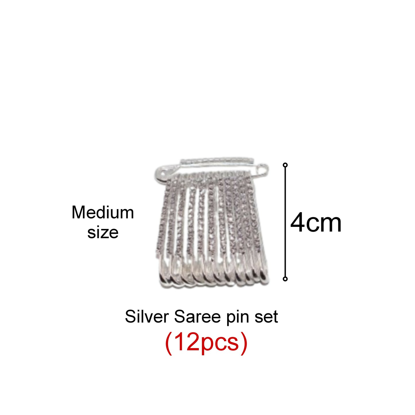 Silver Crystal Rhinestone Safety Pin Brooch with Dangle Pins Set