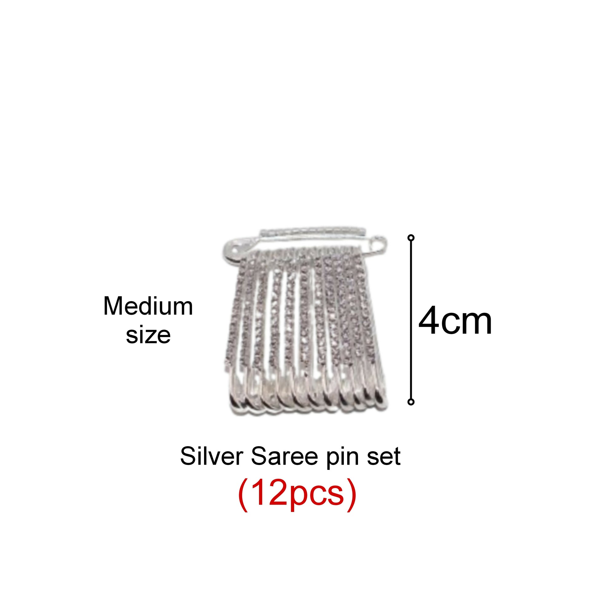 Silver Crystal Rhinestone Safety Pin Brooch with Dangle Pins Set