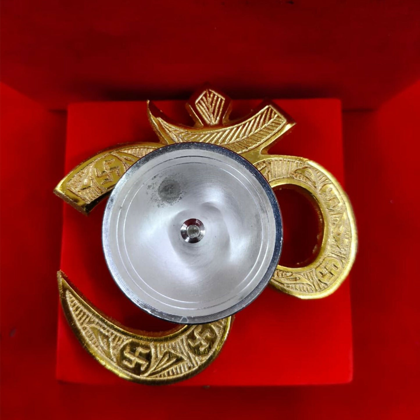Golden OM Symbol Diya Holder for Pooja and Festival Decoration