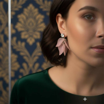 Floral Petal Drop Earrings With Stud Diamond for Women – Lightweight Statement Fashion Jewelry (Pack Of 6)