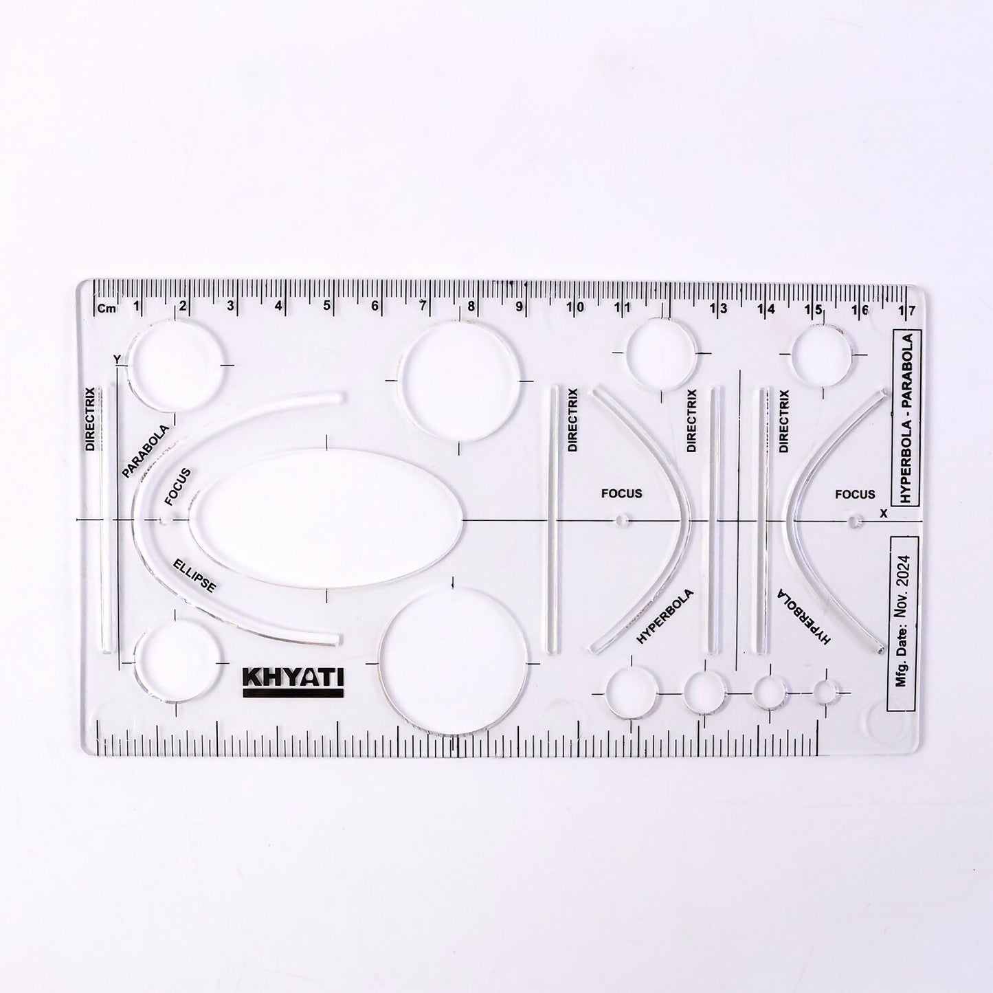 Mathematical Drawing Template Ruler Set with Ellipse Parabola Hyperbola Shapes (10Pcs)
