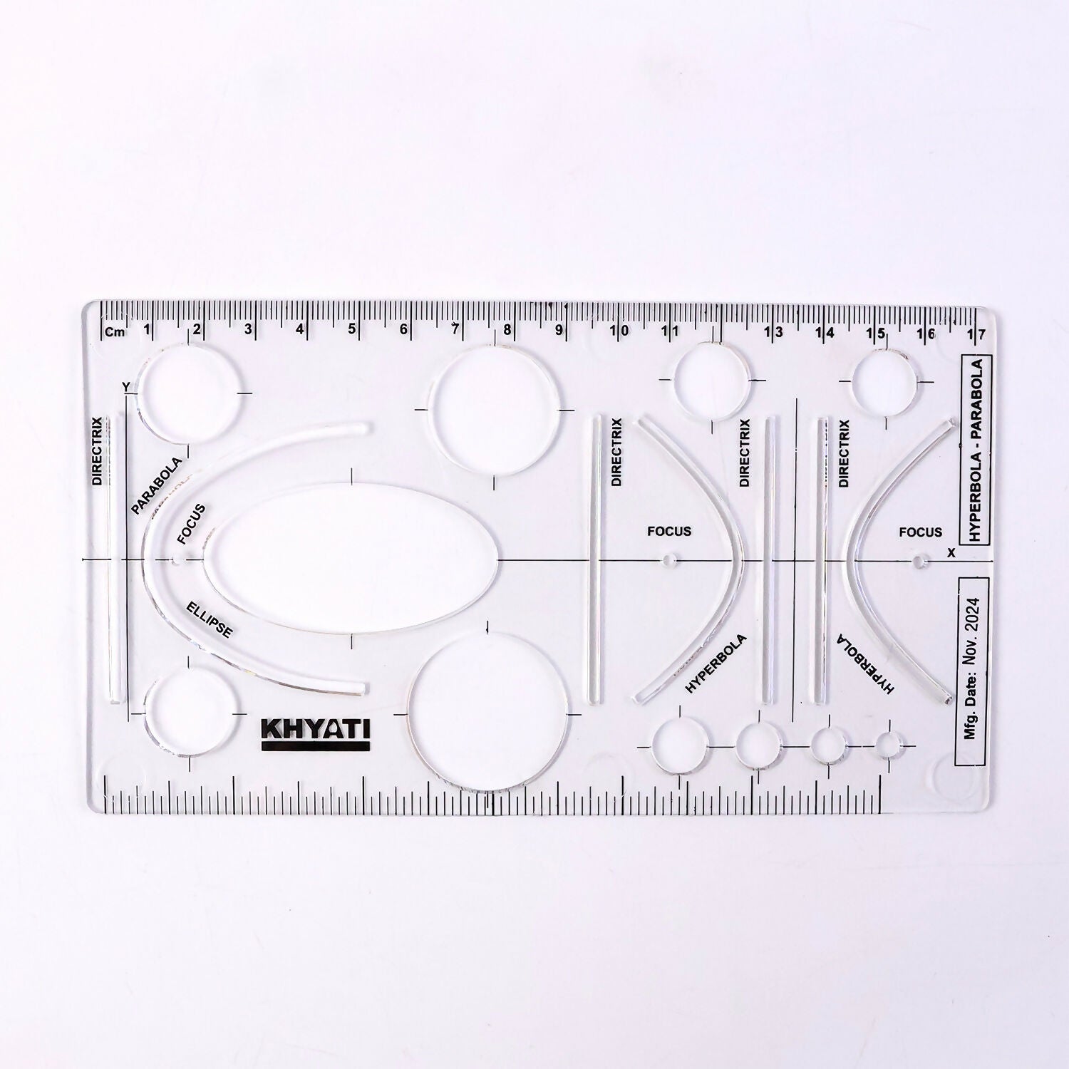 Mathematical Drawing Template Ruler Set with Ellipse Parabola Hyperbola Shapes (10Pcs)