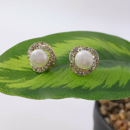 Korean Style Pearl Floral Stud Earrings for Women & Girls