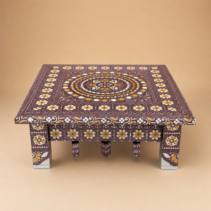Beautifully crafted Rajwadi Pooja Chowki suitable for festive occasions and gifts.