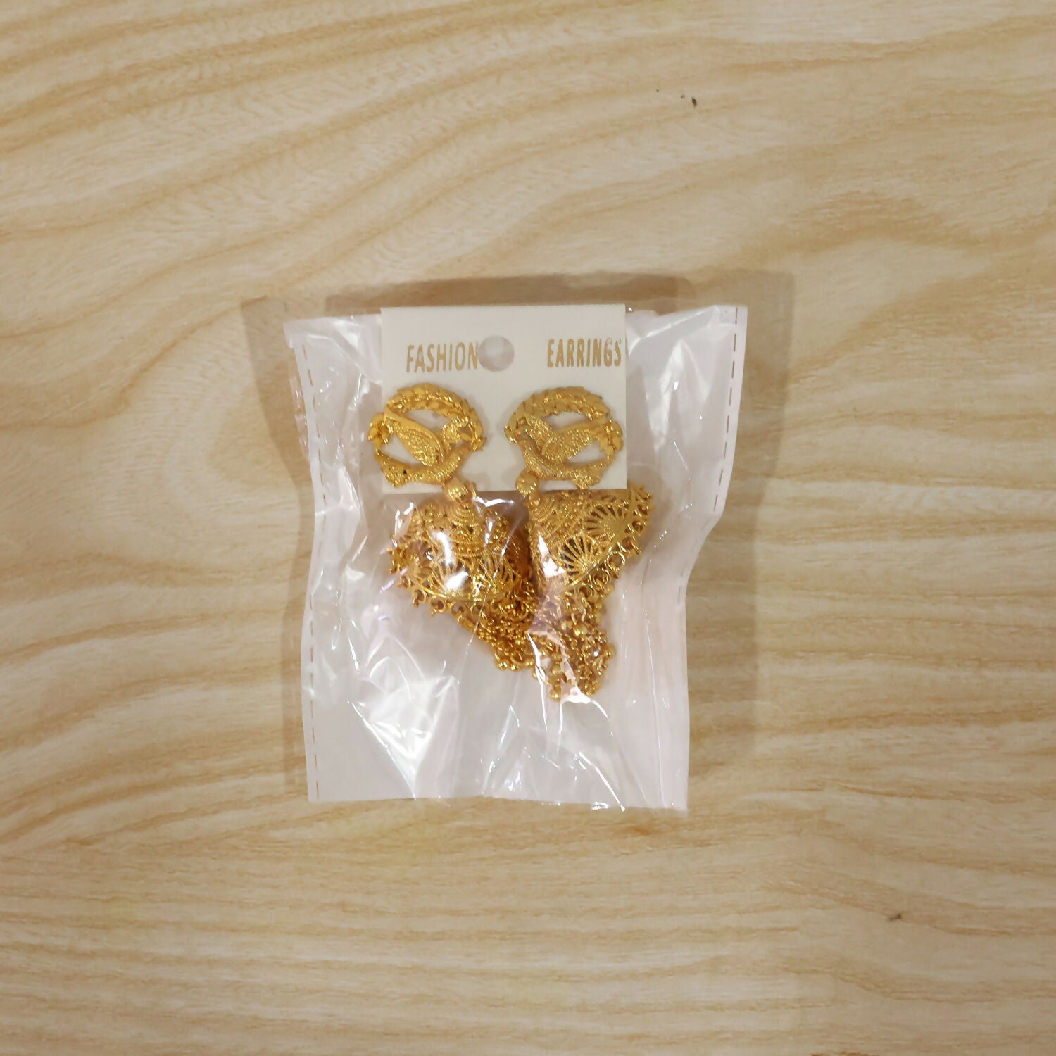 Golden Leaf Tassel Jhumka Earrings worn look
