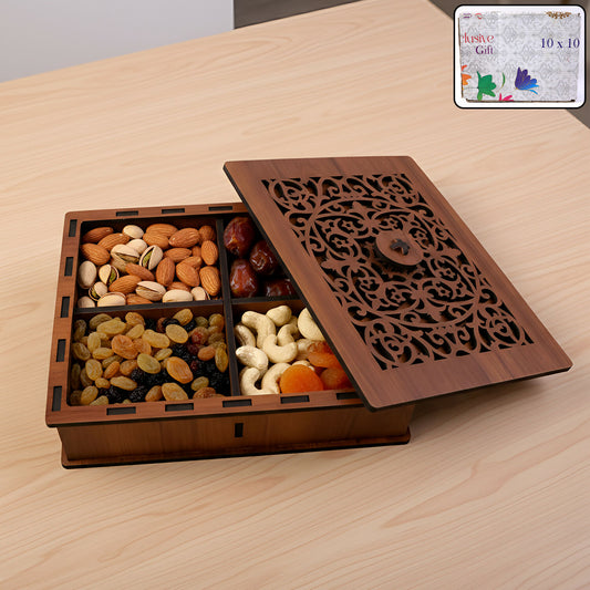 Premium Decorative Dry Fruit & Mukhwas Storage Box with 4 Compartments
