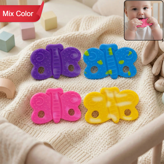 Aditi Baby Silicone Teething Toy Butterfly Shape Soft Chew Teether (1Pc/Mix Colour)
