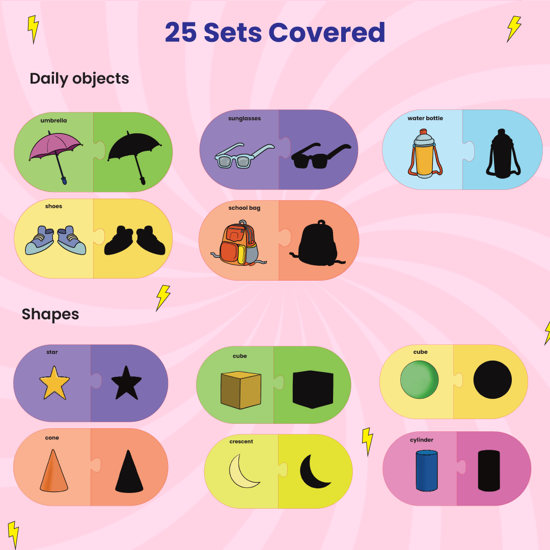 Shadow Matching Puzzle - Ages 3+ (50 cardboard puzzle pieces) Find & Match series