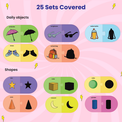 Shadow Matching Puzzle - Ages 3+ (50 cardboard puzzle pieces) Find & Match series