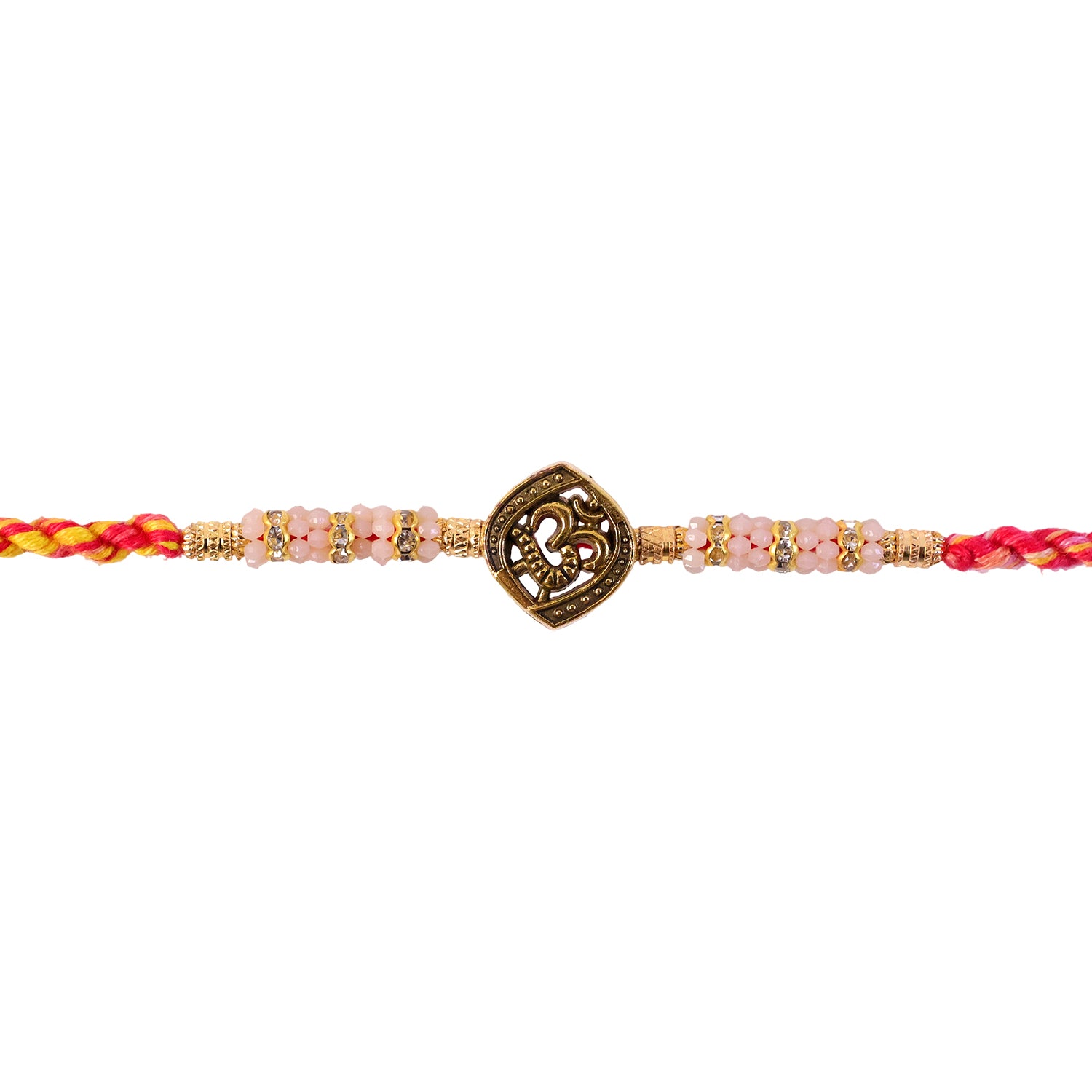 Silver Tone Designer Rakhi with Pastel Beads and Elegant Bracelet Style Finish