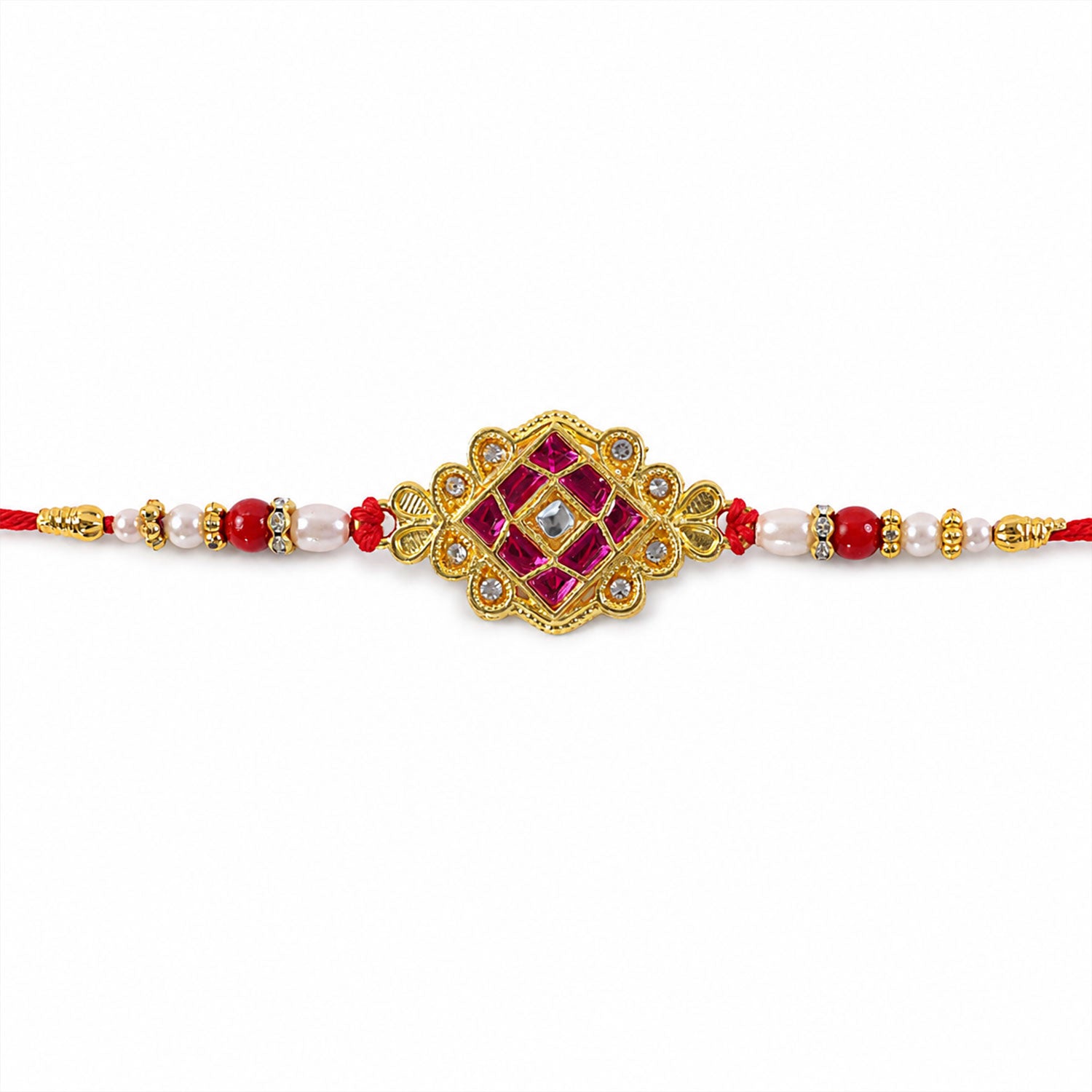 Kundan Beaded Floral Rakhi for Raksha Bandhan Gift (5pcs)