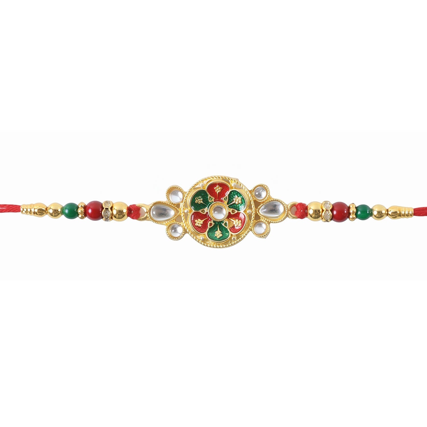 Floral Cluster Stone Designer Rakhi for Brother (10pcs)