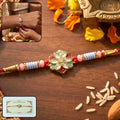Floral Kundan Rakhi – Elegant Star Petal Design for Bhai
