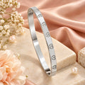 Silver-Toned Heart CZ Studded Flat Kada Bracelet for Women – Polished Hinged Cuff