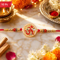 Om Pearl Kundan Beaded Rakhi for Brother (10pcs)