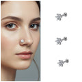 Silver Plated Floral Crystal Studs – Elegant Labret Piercing Combo Pack