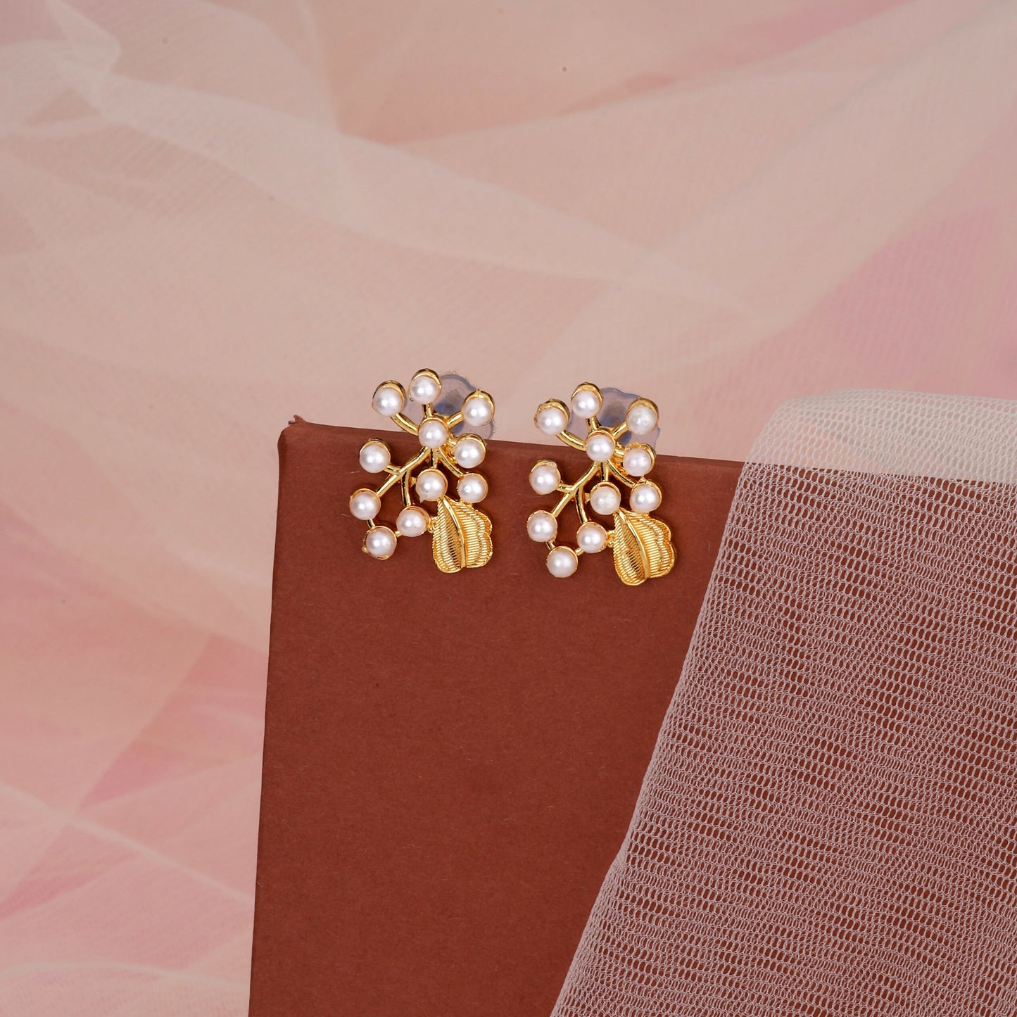 Four-Strand Faux Pearl Choker with Gold-Tone Floral Pendant