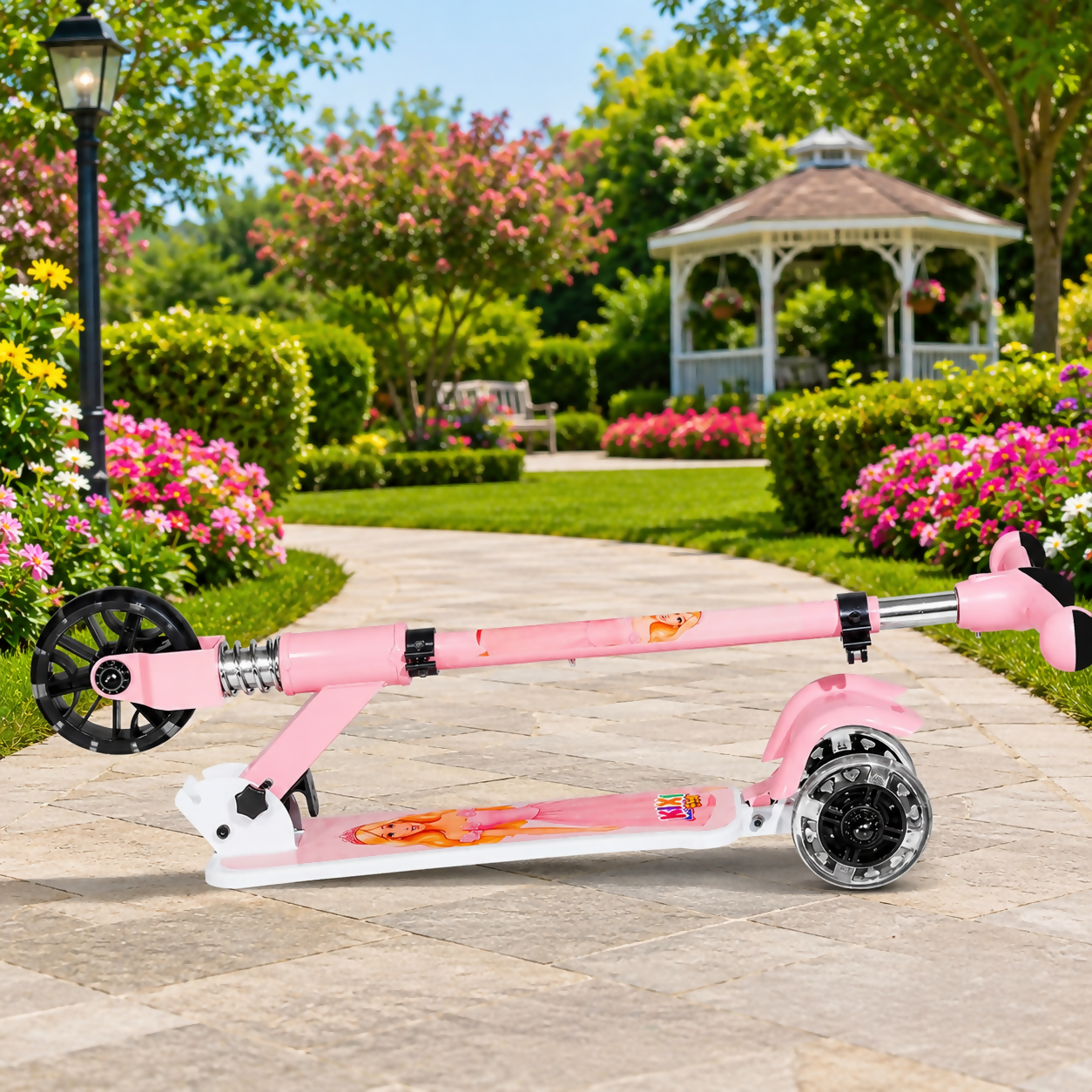 KIXY Glow 3 Wheel Foldable Kids Scooter with LED Flashing Wheels