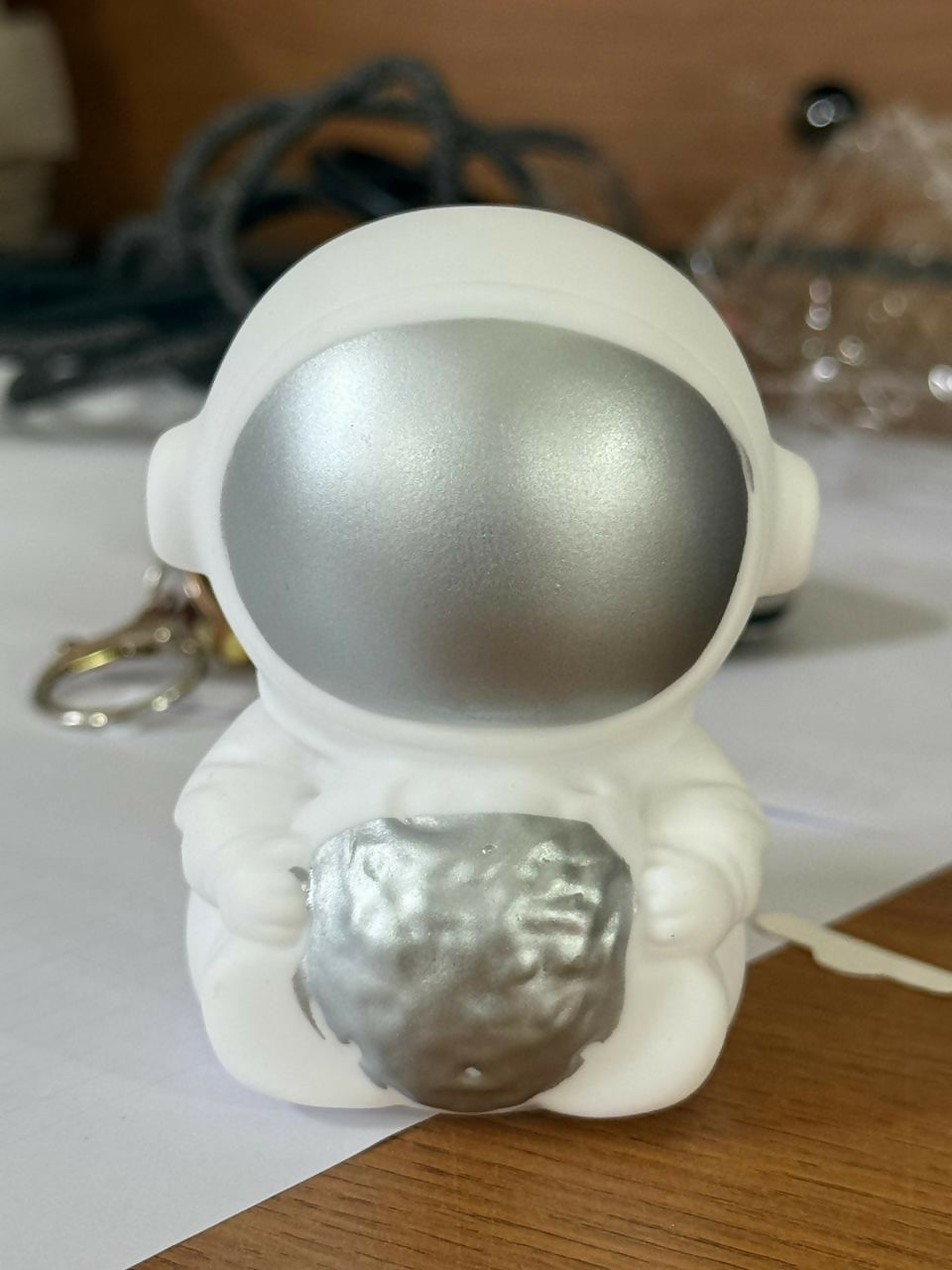 Silver Astronaut Moon LED Night Lamp Kids Bedroom Table Decor Light