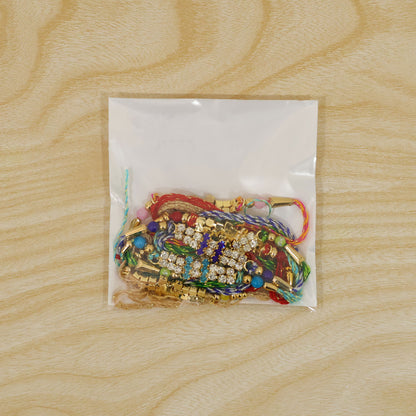 Twin Stone Band Rakhi in Mix Colour Silk Threads (Pack of 6)