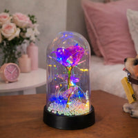 LED Rose Dome Lamp with Decorative Base for Bedroom & Table Decor