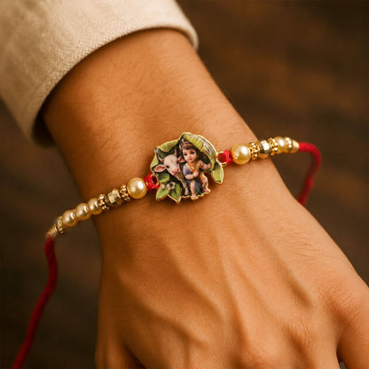 Bal Krishna Rakhi Pearl Beaded Designer Rakhi for Brother (5pcs)