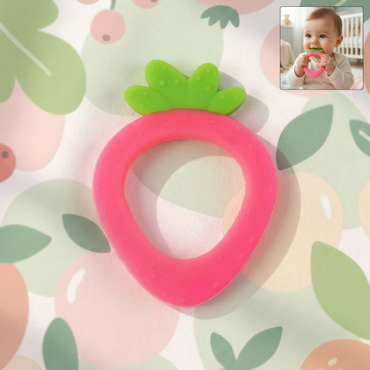 Strawberry shaped silicone baby teether