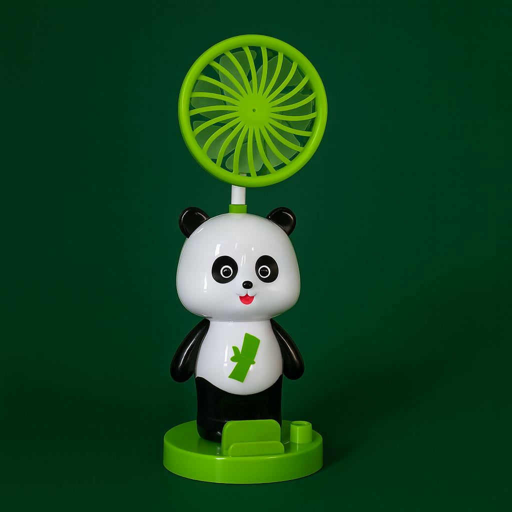 Panda Desk Fan with Pen Holder, Sharpener & Mobile Stand