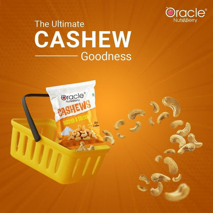 Whole crunchy cashews being roasted, showcasing the natural and fresh quality of the snack.