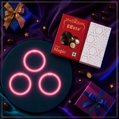 Pink Neon Glow Band Rakhi with Choco Magic, Pack of 3