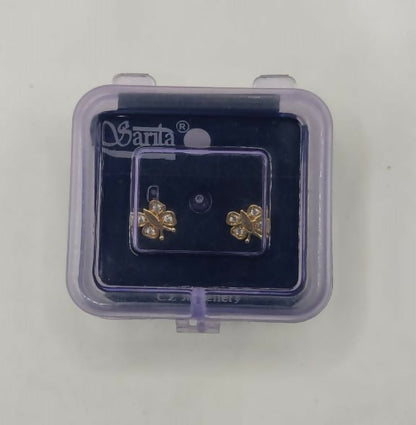 Gold Plated Butterfly Stud Earrings with Diamond-Cut Stones for Women & girls