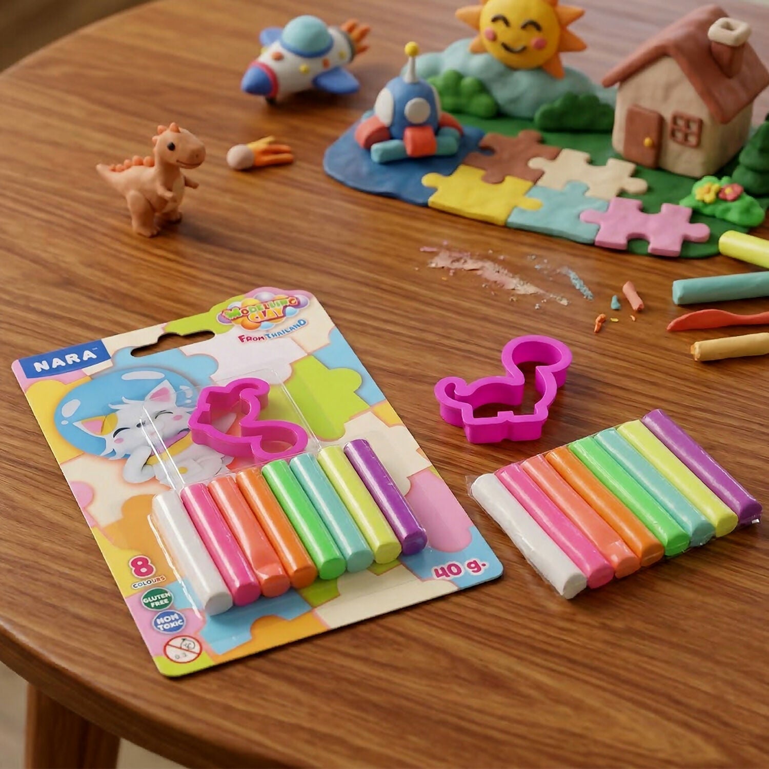Nara 8 Color Modelling Clay Set with Cutter Creative Play Dough Kit for Kids (40 Gm)