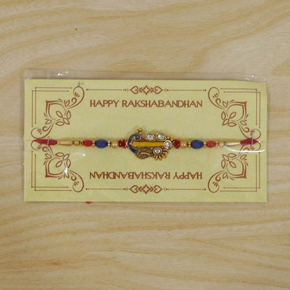 Paisley Peacock Kundan Beaded Rakhi for Brother (10pcs)