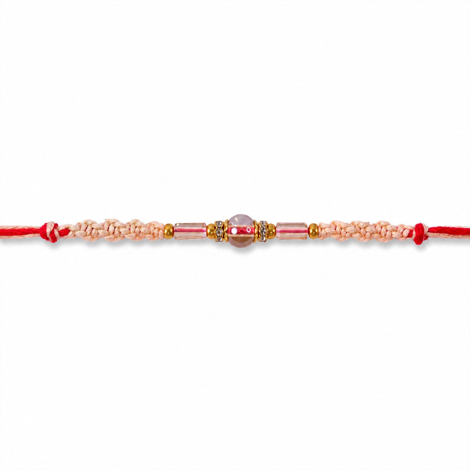 Sparkling Pearl Stone Rakhi with Colorful Thread and Premium Festive Beauty