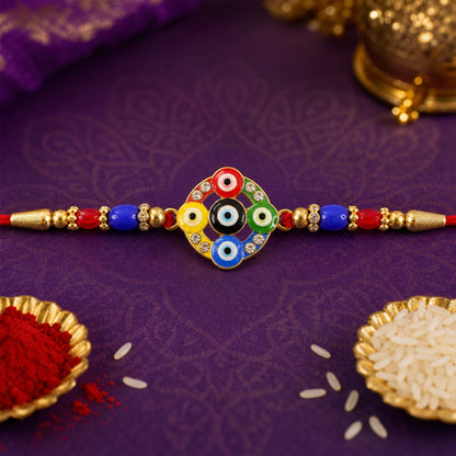 Evil Eye Rakhi for Brother Beaded Traditional Design (5pcs)