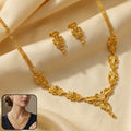 Gold Floral Necklace Set – Elegant Traditional Jewelry for Special Occasions