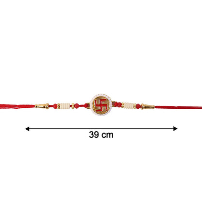 Swastik Pearl Frame Rakhi Traditional Tie for Brothers (5pcs)