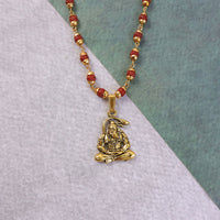 Hanuman Pendant Gold Plated & Rudraksha Bead Mala