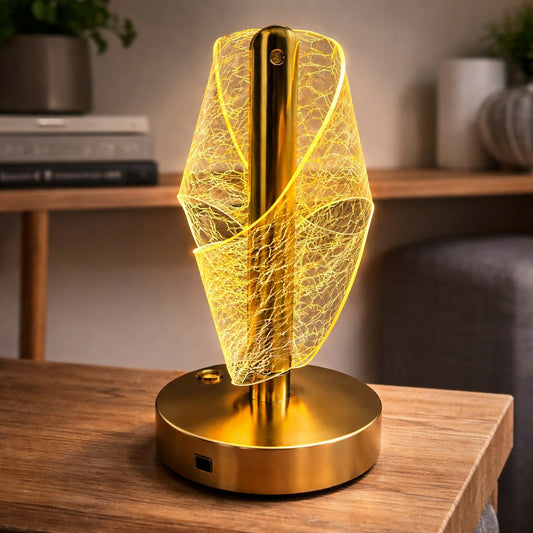 Modern Spiral Crystal Table Lamp with Gold Base Decorative Light