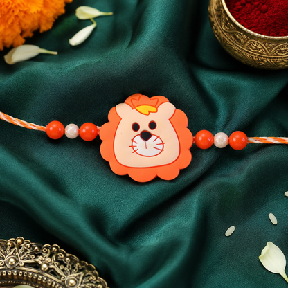 Lion Character Rakhi Beaded Design for Kids Brother (10pcs)