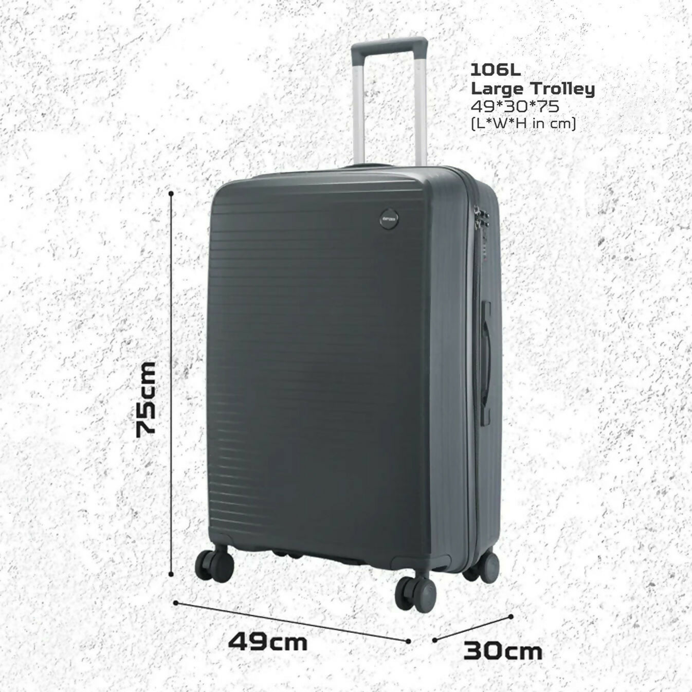 Khaki 28-Inch hard shell luggage with secure number lock front view