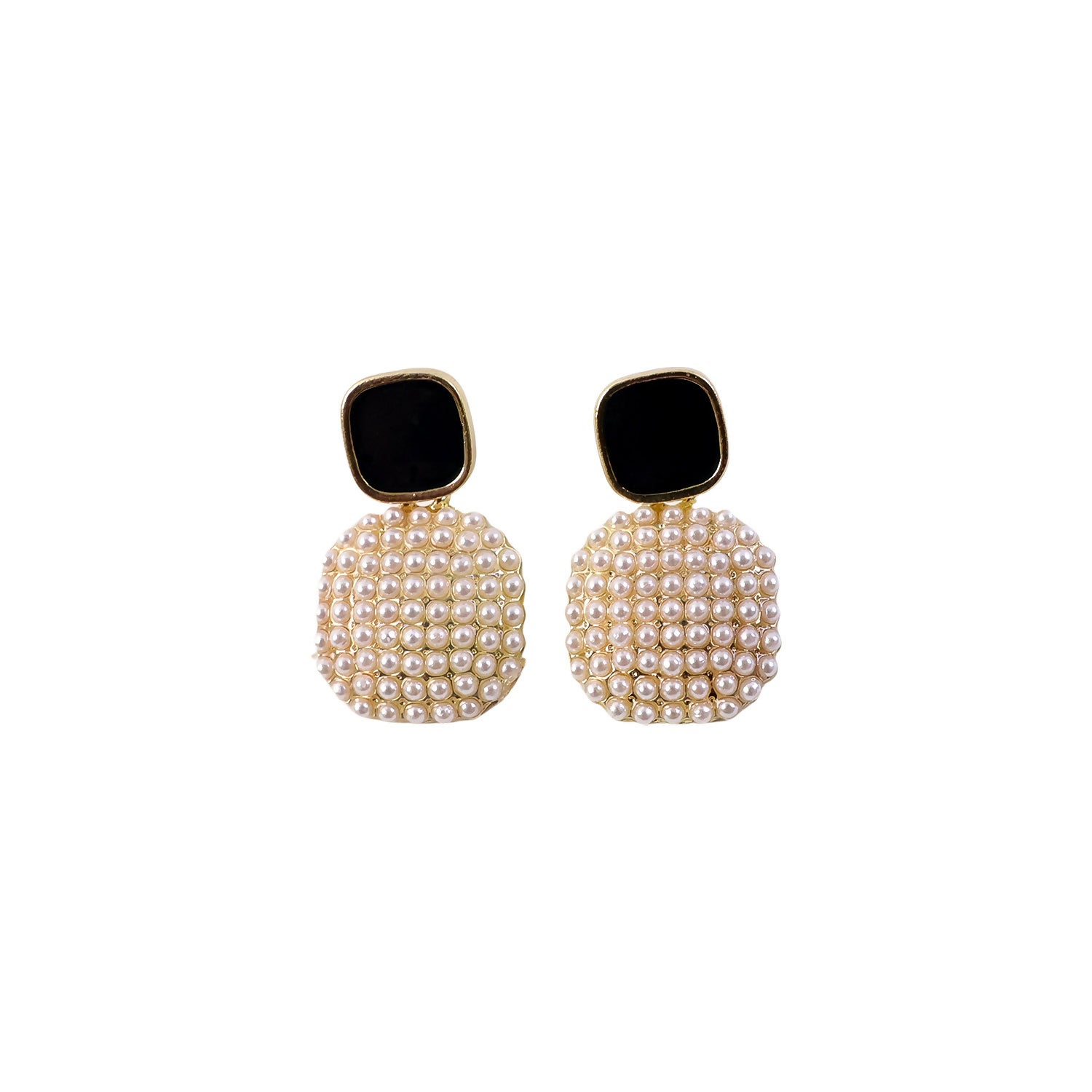 Elegant Black & Pearl Statement Drop Earrings for Women
